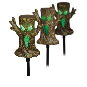 NWT Halloween 3-Piece Battery-Operated LED Spooky Tree Lawn Stakes w/Sound